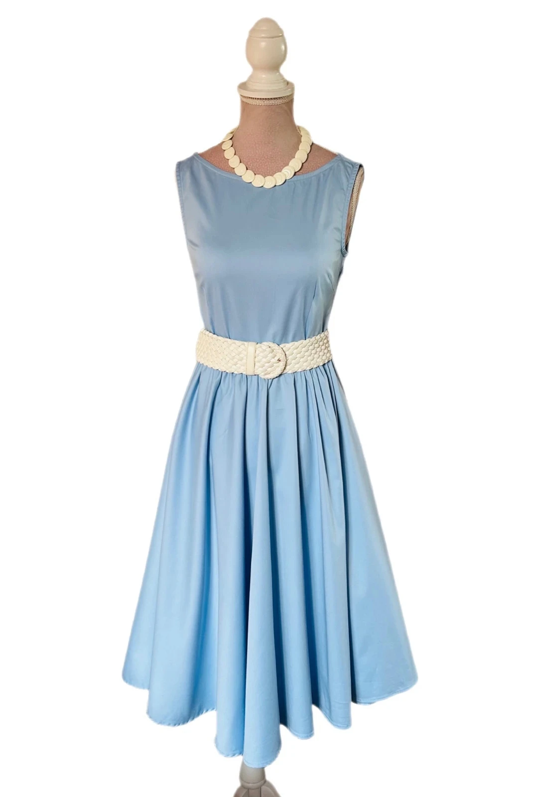 🩵👗Vestido de algodão Rockabilly Pin-Up Retrô Azul Céu Lindy Bop Vintage 50s estilo Swing Dress 34/36👗🩵 – photo 9